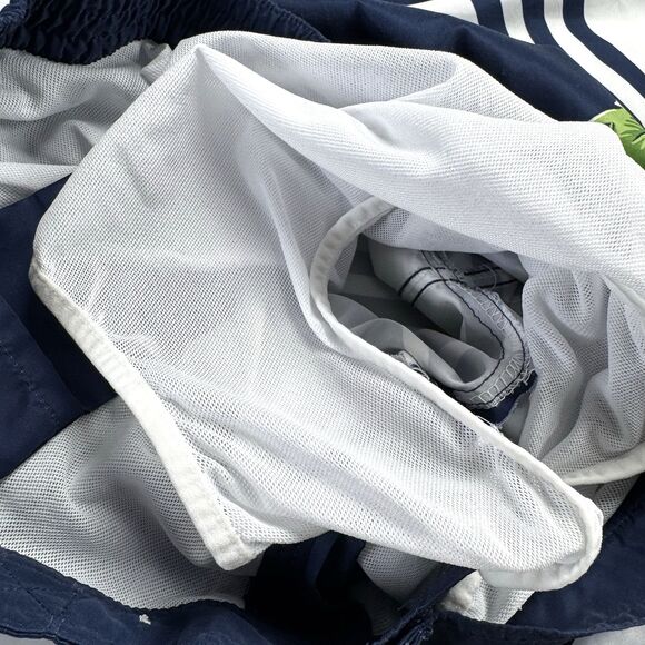 Polo Ralph Lauren Swim Shorts Men Medium Navy White Stripe Floral Hibiscus Trunk - Picture 8 of 15